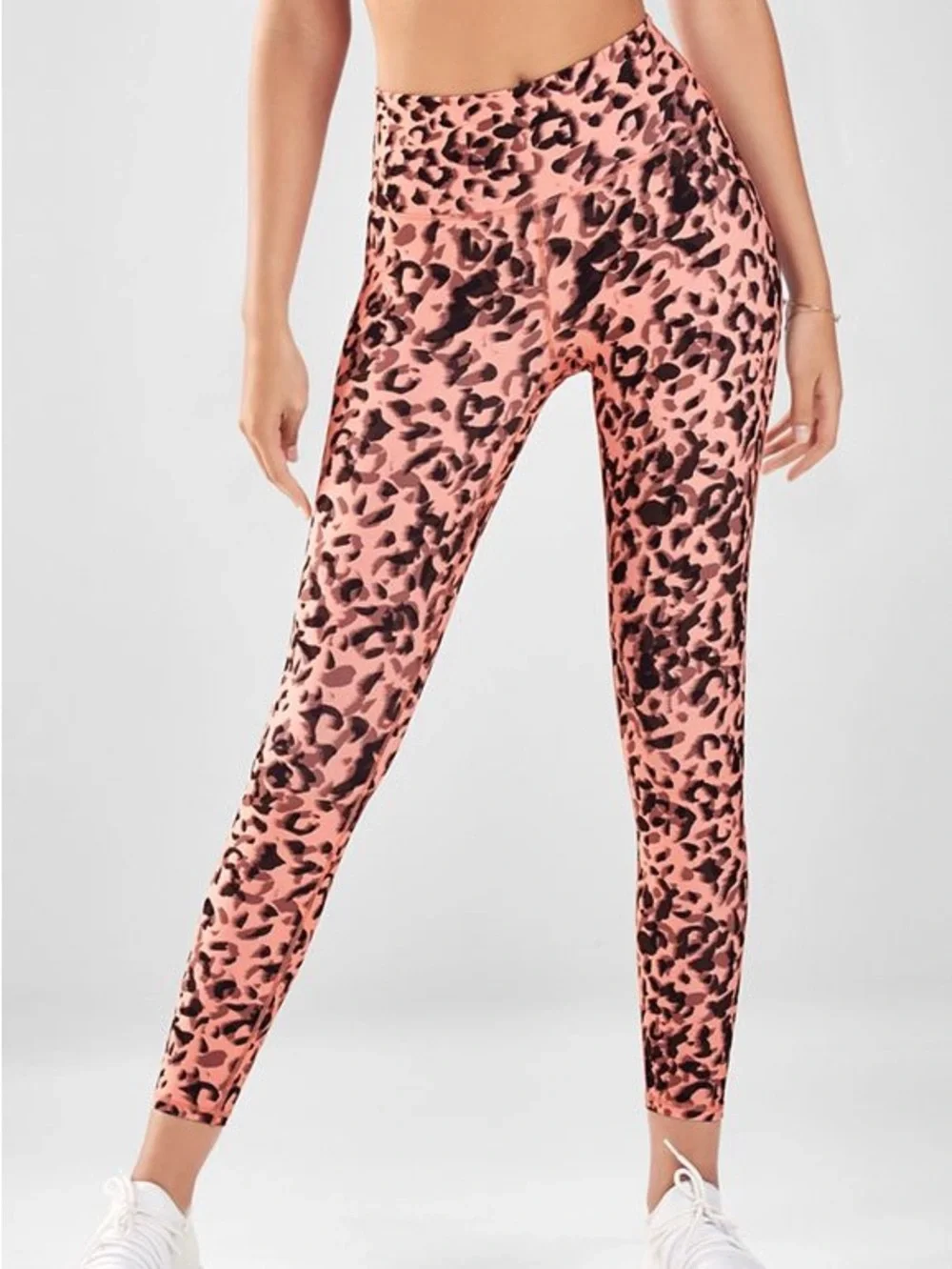 Fabletics Mila Powerhold High Waist Pink Leopard Capri Leggings